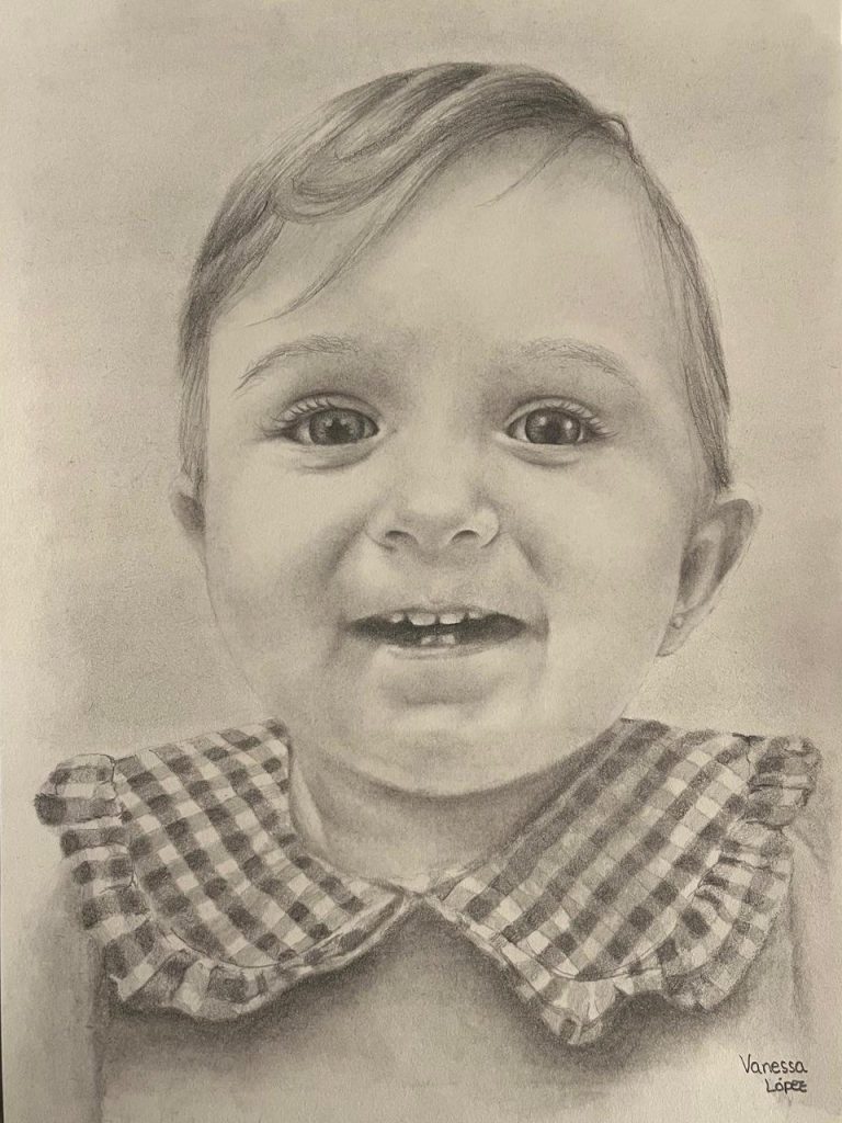 Retrato bebé a grafito